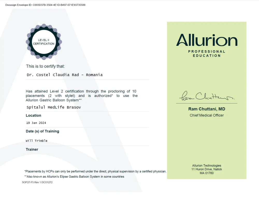 Allurion — certificat de training